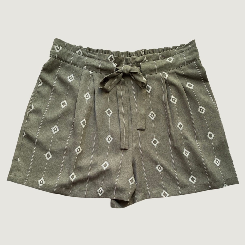 DR2 By Daniel Rainn Olive Green Geometric Print Dress Shorts Size XL Boho Summer